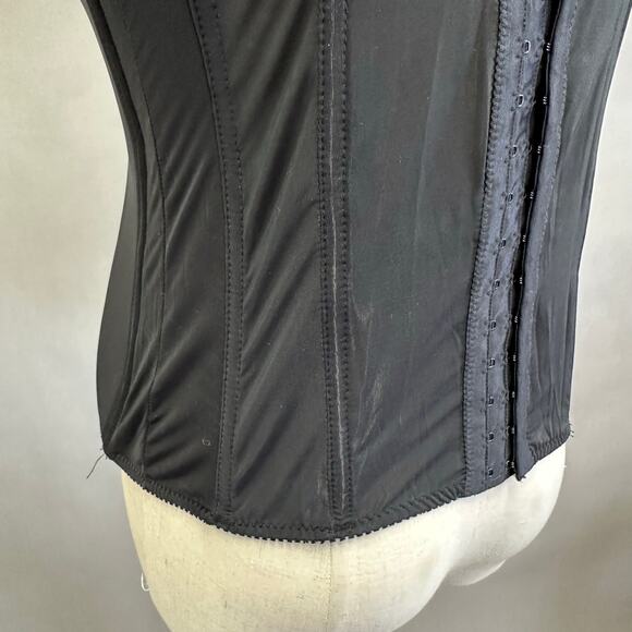 Cacique Black and Gold Lace Bustier Corset Bra Top Size 38C Velvet Trim Goth - Picture 12 of 16